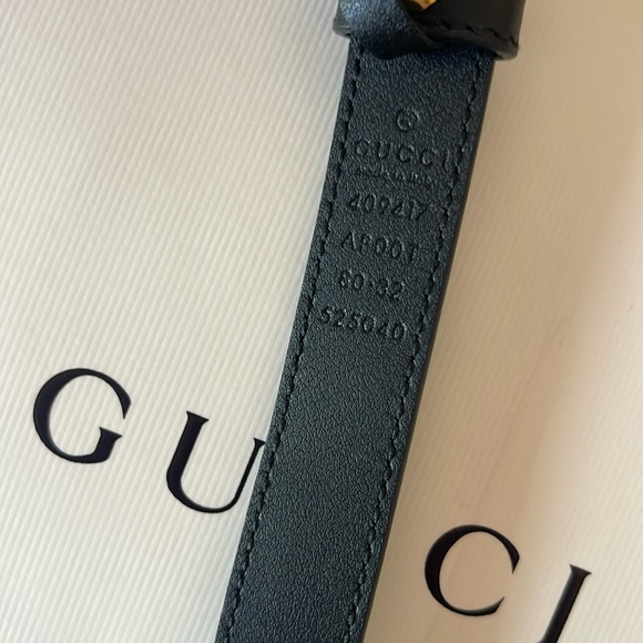 Authentic GUCCI LEATHER BELT WITH DOUBLE G BUCKLE {Size 80} - Picture 3 of 6